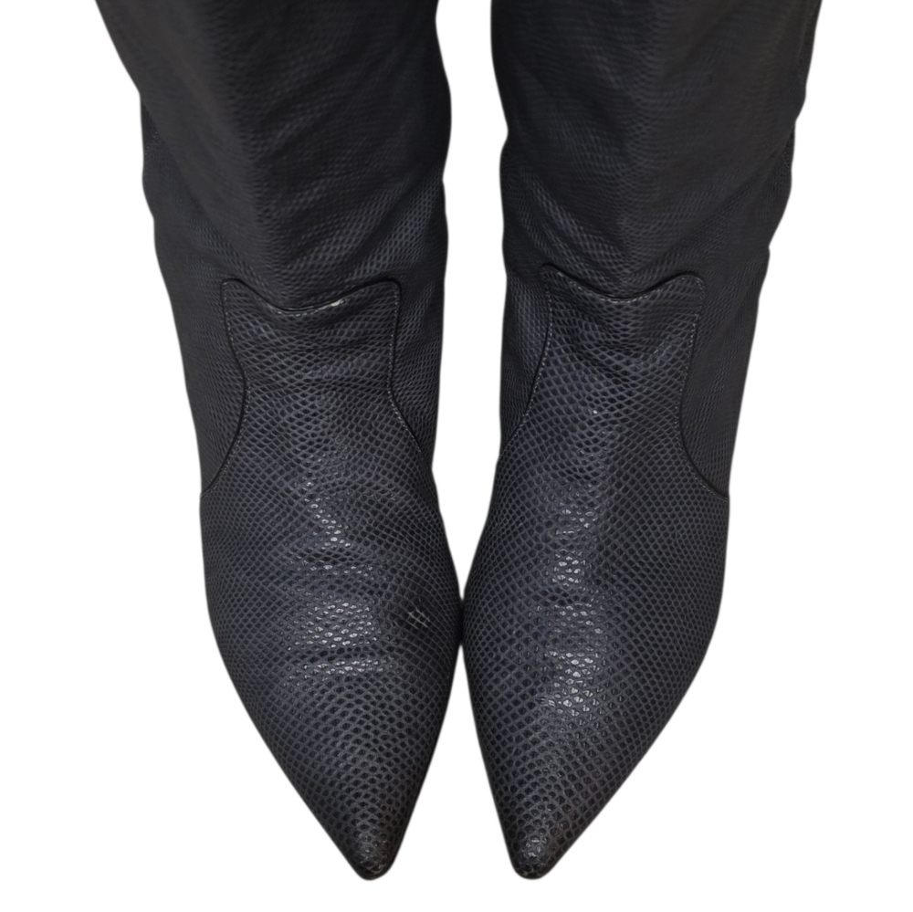 Devi Kroell Black Python Knee High Boots Genuine … - image 2